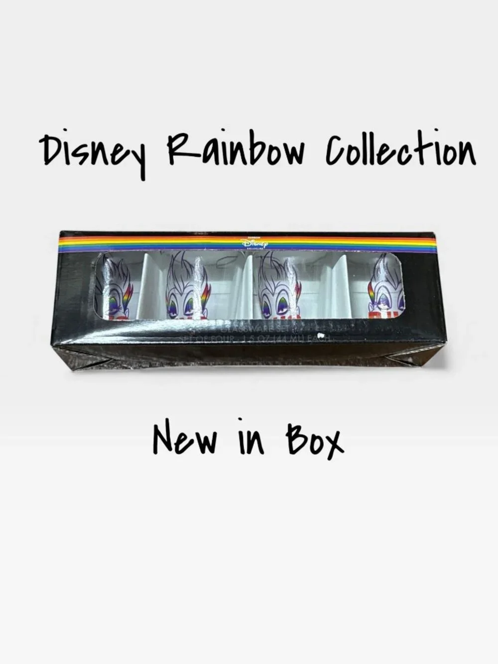 Disney Mickey Mouse Shot Glasses four 1.5 oz (44 ml) Fluid Oz New in Box